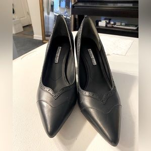 Charles David Alanna Black Leather Heels Pumps Size 8.5